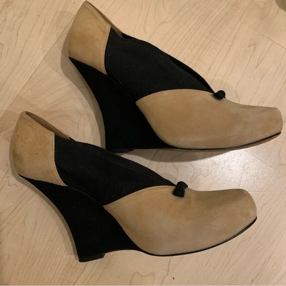 Tabitha Simmons wedges two tone suede/fabric 40/9 - Picture 4 of 11